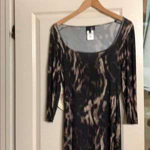 Animal print fitted 3/4 sleeve dress